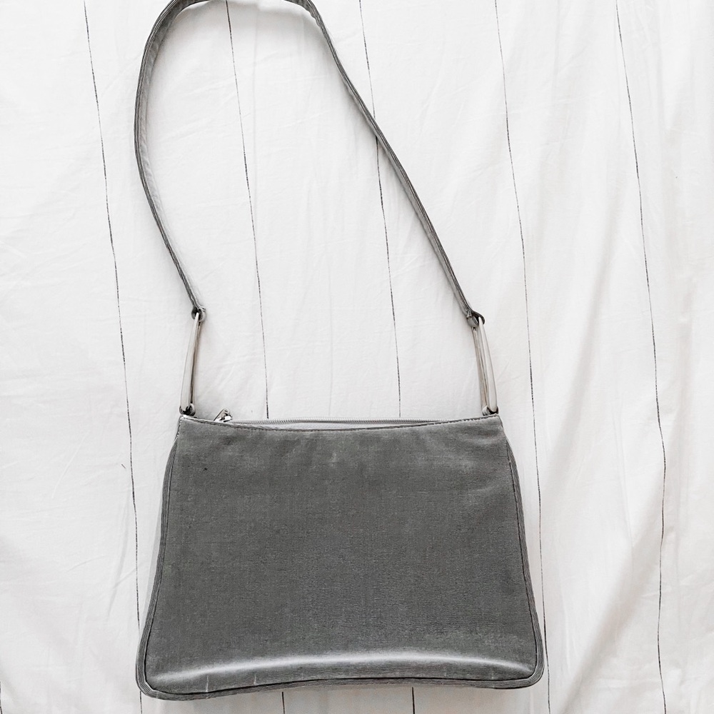 Vintage Shoulder Bag Women Medium Silver Metallic Shoulder Purse 90s Handbag
